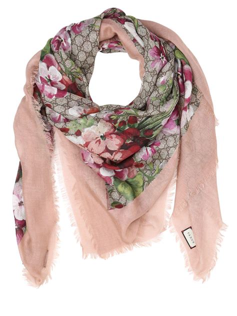 pale pink gucci scarf|gucci scarf with flowers.